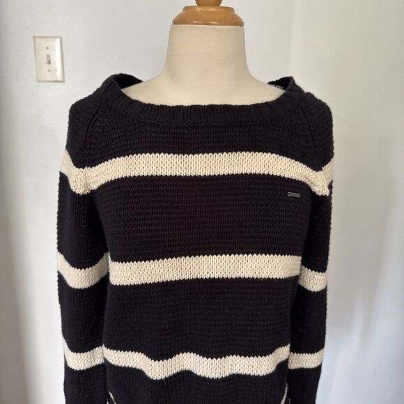 Volcom Womens Crochet Striped Knit Sweater S/P - Picture 2 of 9